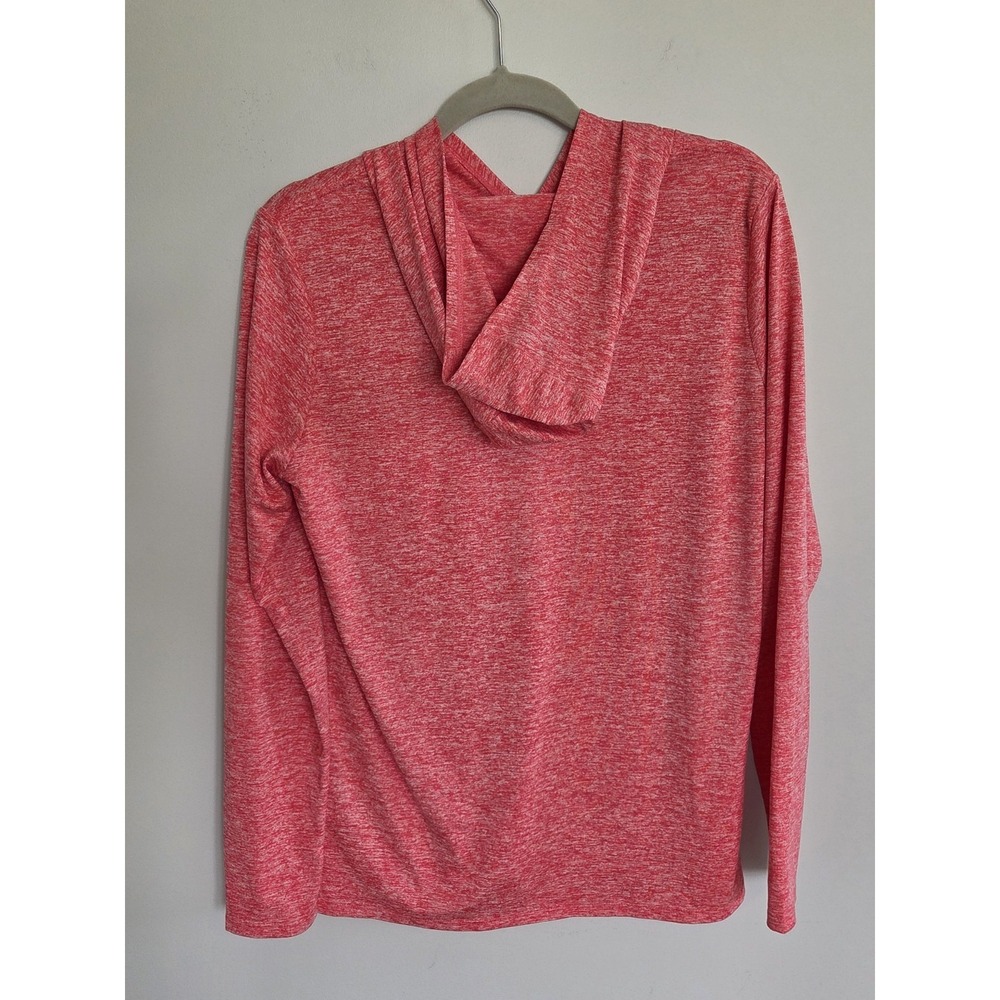 Women's Nike Dri Fit Shirt Running Hood Long Sleeves Red Swoosh Athleisure Large - Picture 2 of 4